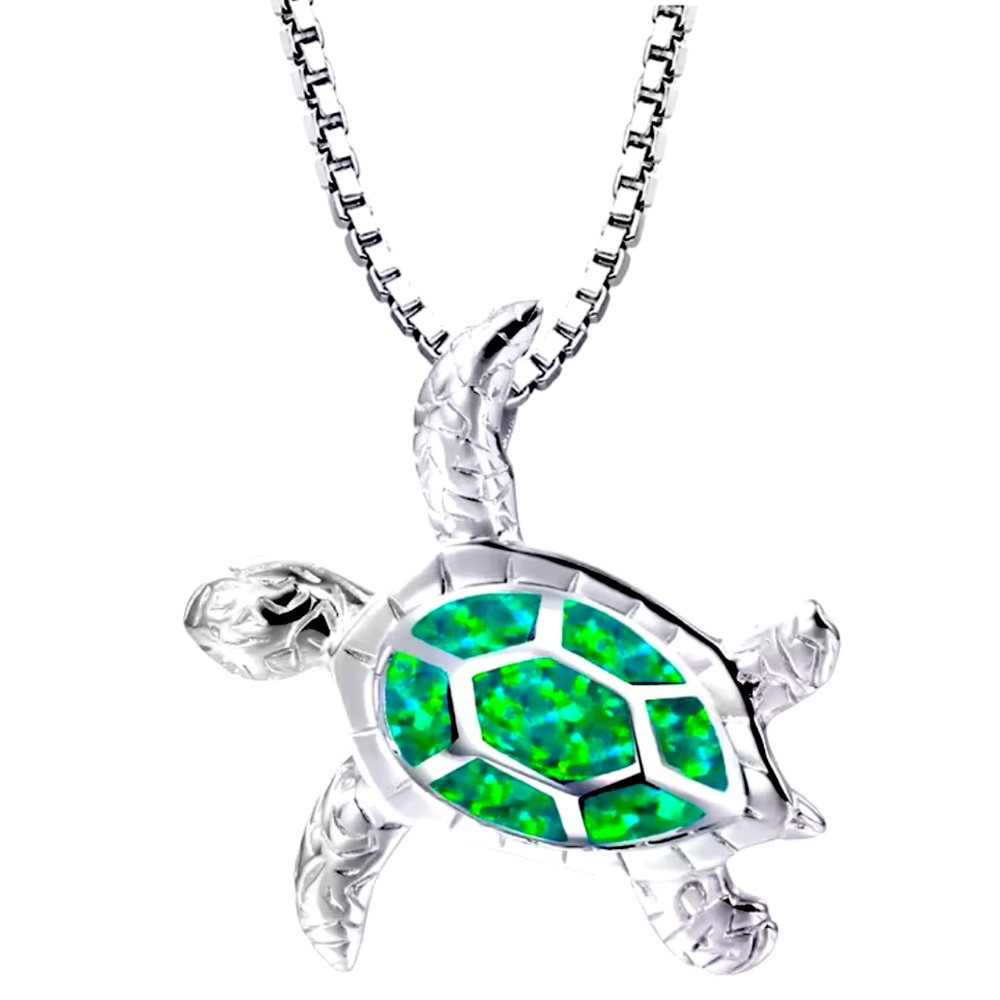 Florida turtle with sterling silver necklace